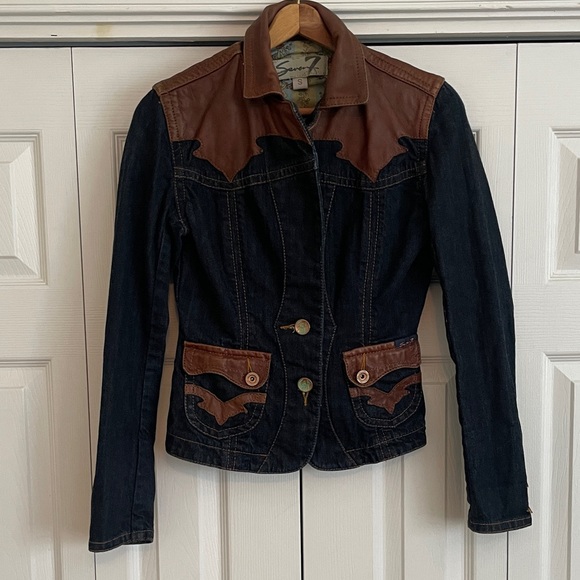 Vintage Y2K Seven7 Jean Jacket Cowgirl Chic size Small - Picture 1 of 17